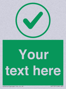 Custom green background, green tick in circle sign